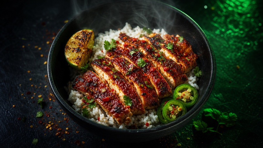 Chili-lime chicken rice bowl