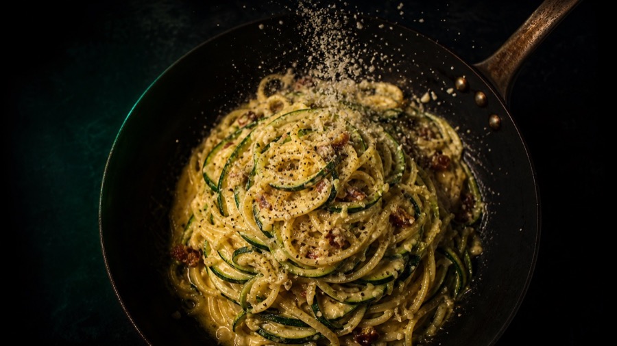 One-pan zucchini carbonara